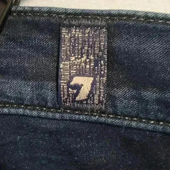 7 For All Mankind Kaylie Low Rise Flare Flared Dark Wash Blue Jeans Size 29 - Picture 6 of 14